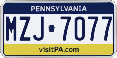 PA license plate MZJ7077