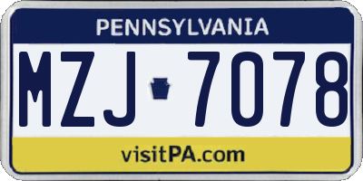 PA license plate MZJ7078