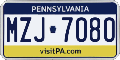 PA license plate MZJ7080