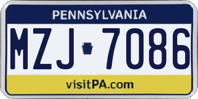 PA license plate MZJ7086