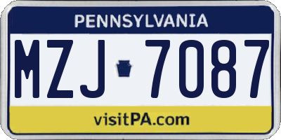 PA license plate MZJ7087