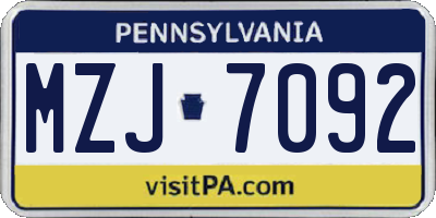 PA license plate MZJ7092