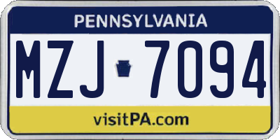 PA license plate MZJ7094