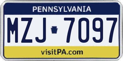 PA license plate MZJ7097
