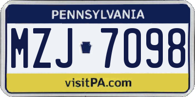 PA license plate MZJ7098