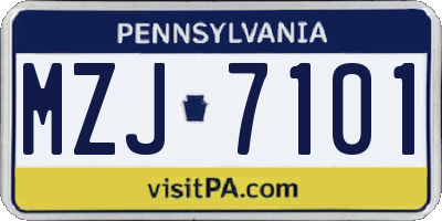 PA license plate MZJ7101