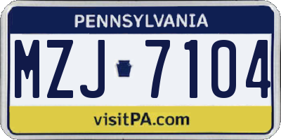 PA license plate MZJ7104