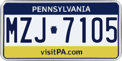 PA license plate MZJ7105