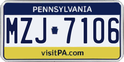 PA license plate MZJ7106