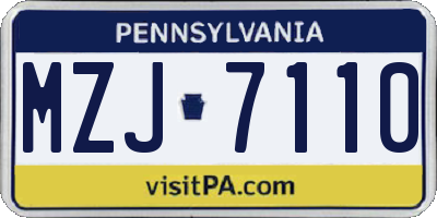 PA license plate MZJ7110