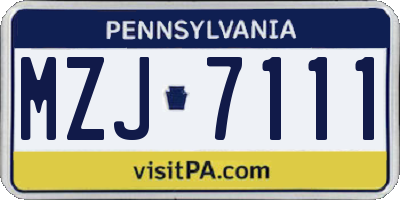 PA license plate MZJ7111