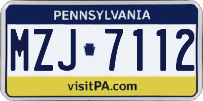 PA license plate MZJ7112