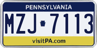 PA license plate MZJ7113