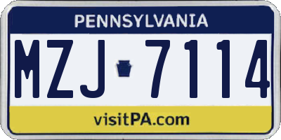 PA license plate MZJ7114