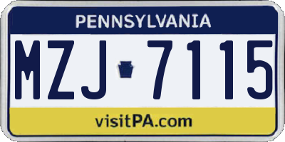 PA license plate MZJ7115