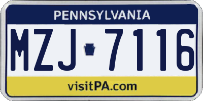 PA license plate MZJ7116