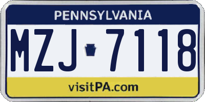 PA license plate MZJ7118