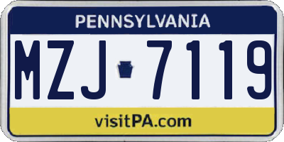 PA license plate MZJ7119