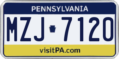 PA license plate MZJ7120