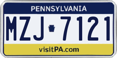 PA license plate MZJ7121