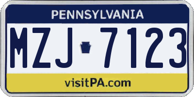 PA license plate MZJ7123