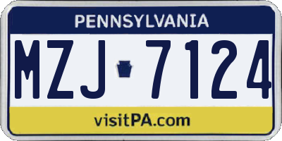 PA license plate MZJ7124