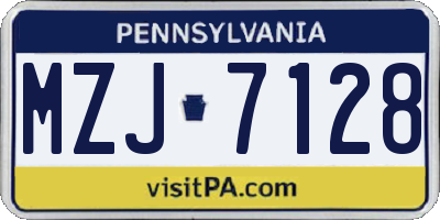 PA license plate MZJ7128