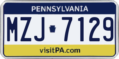 PA license plate MZJ7129