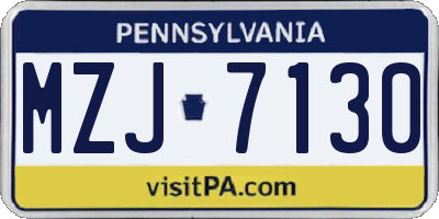 PA license plate MZJ7130