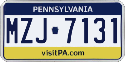 PA license plate MZJ7131