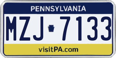 PA license plate MZJ7133