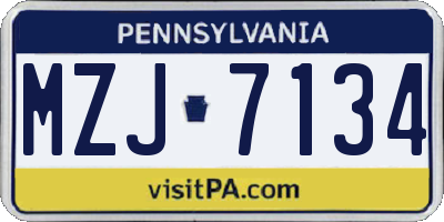 PA license plate MZJ7134