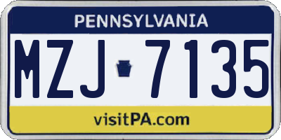 PA license plate MZJ7135