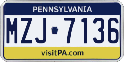 PA license plate MZJ7136