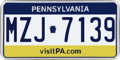 PA license plate MZJ7139