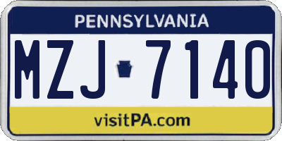 PA license plate MZJ7140