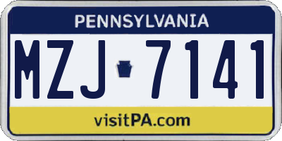 PA license plate MZJ7141