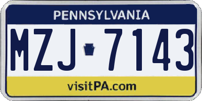 PA license plate MZJ7143