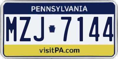 PA license plate MZJ7144