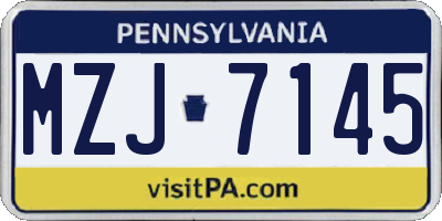 PA license plate MZJ7145