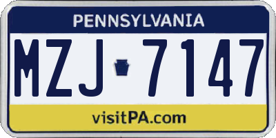 PA license plate MZJ7147