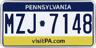 PA license plate MZJ7148
