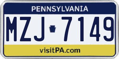 PA license plate MZJ7149