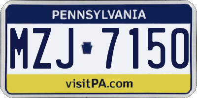 PA license plate MZJ7150
