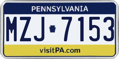 PA license plate MZJ7153