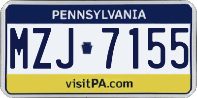 PA license plate MZJ7155