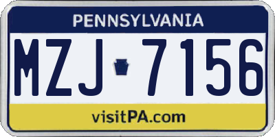PA license plate MZJ7156