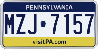 PA license plate MZJ7157