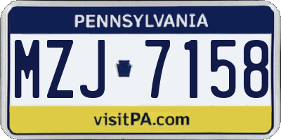 PA license plate MZJ7158