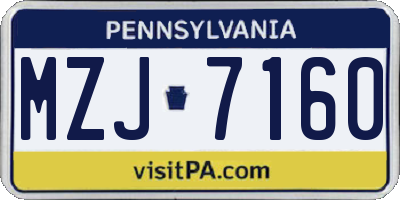 PA license plate MZJ7160
